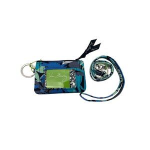 Vera Bradley Womens Camofloral Lanyard & Zip ID Case Key Ring Set 3297‎